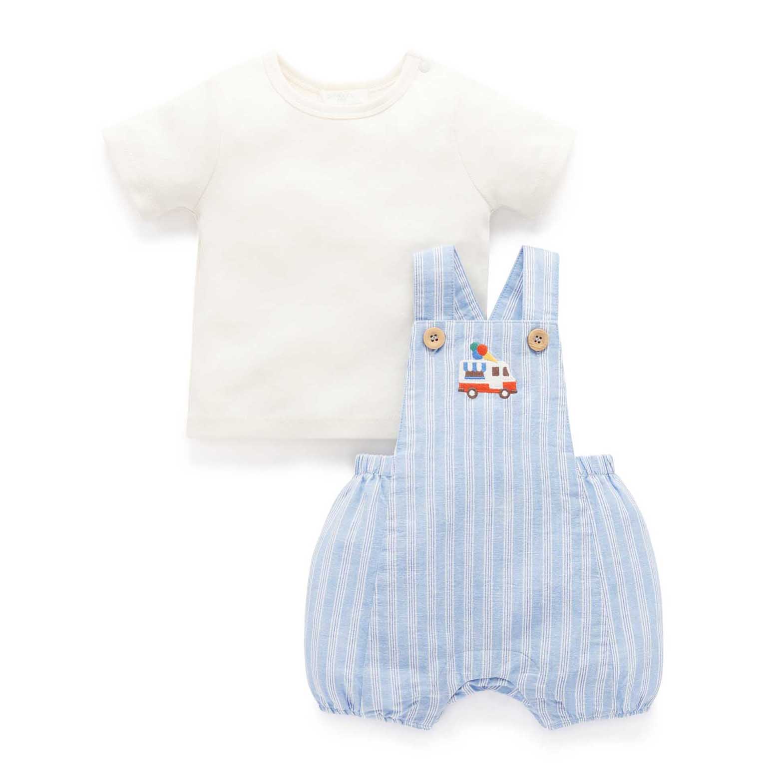 Purebaby Short Leg Overall Set